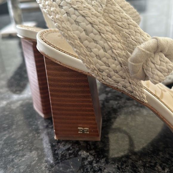 Sam Edelman, white woven sandals size 9 straps around the ankle 3 inch heel - Picture 2 of 3